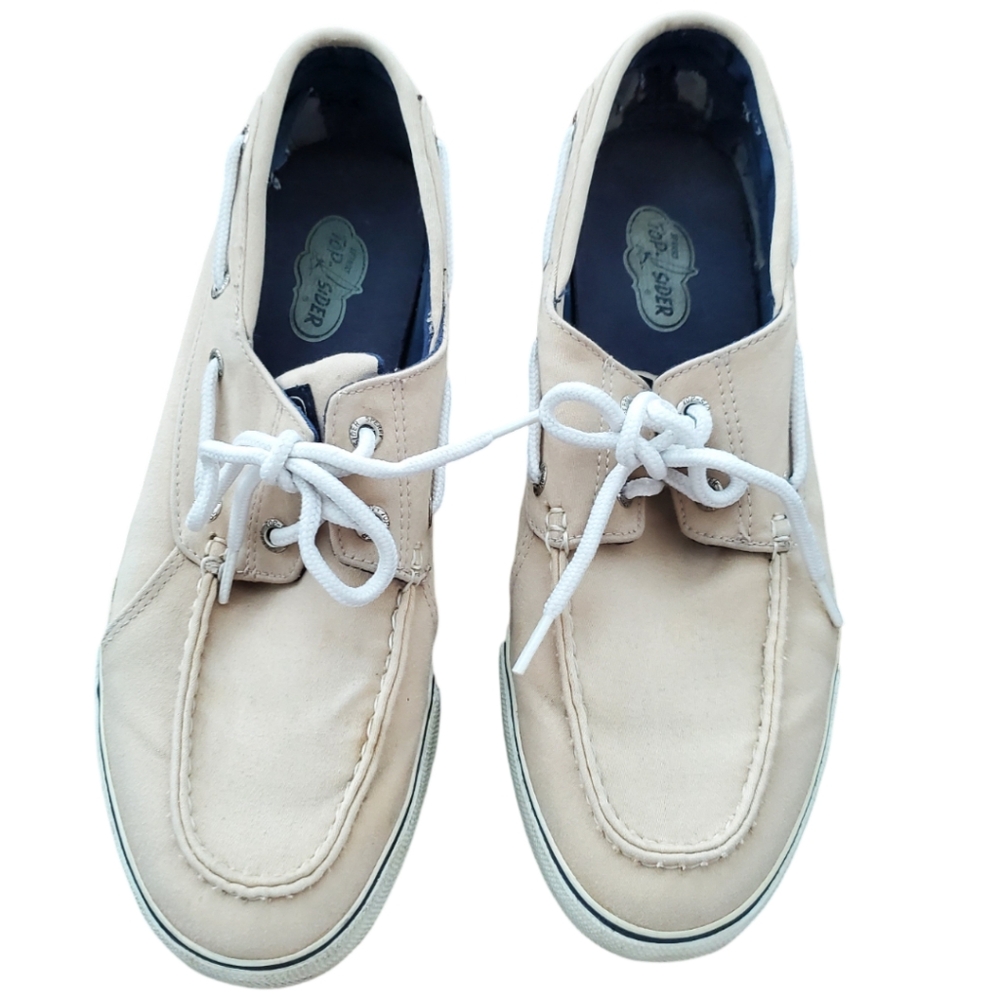 Sperry Top Sider Tan Canvas Boat Shoes 